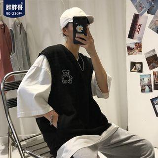 Bear Embroidered Sleeveless Top