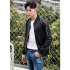 Zipped Faux-leather Jacket