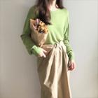 Plain Knit Top Knit Top - Green - One Size