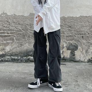 Elastic-waist Wide Leg Shirred Pants