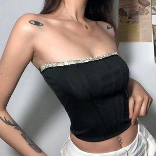 Sequined Trim Tube Top