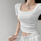 Slim-fit Square-neck Crop T-shirt