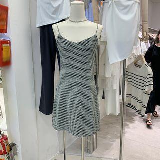 Open-back Dotted Spaghetti-strap Dress