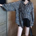 All-over Print Chiffon Hoodie As Shown In Figure - One Size