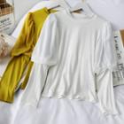 Chiffon-panel Plain Blouse