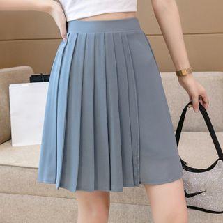 High-waist Plain Chiffon Wide-leg Skort
