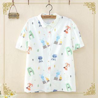 Animal Printed Short-sleeve Shirt