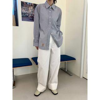 Tag-patched Sheer Stripe Shirt