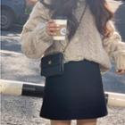 Cable Knit Cardigan / High-waist A-line Skirt