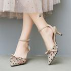 Polka Dot Mesh Kitten Heel Sandals