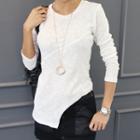 Cutout-hem Slim-fit T-shirt