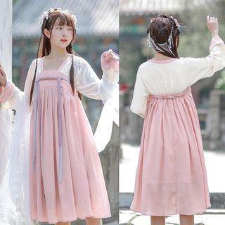 Long-sleeve  Flower Embroidered Midi Dress