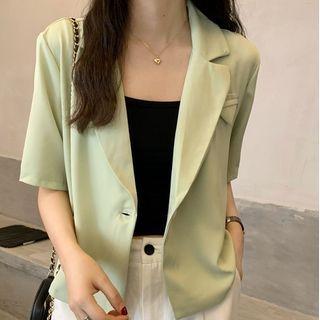 Short-sleeve Lapel Collar Single-button Blazer