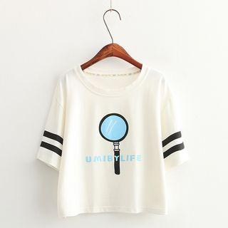 Short-sleeve Magnifier Print T-shirt White - One Size