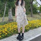 Short-sleeve Ruffle Floral Midi Sundress