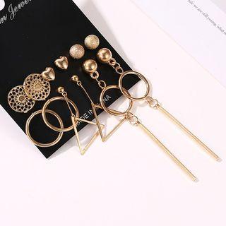 6 Pair Set: Alloy Earring (assorted Designs) 01 - 11703 - Set - Gold - One Size