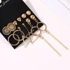 6 Pair Set: Alloy Earring (assorted Designs) 01 - 11703 - Set - Gold - One Size