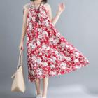 Spaghetti Strap Floral A-line Dress As Shown In Figure - One Size