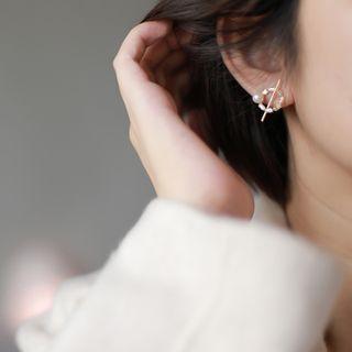 Faux Pearl Clip-on Earring 1 Pair - Clip On Earring - Silver - One Size