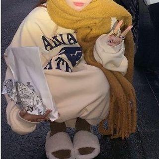 Lettering Oversized Sweatshirt Almond - One Size