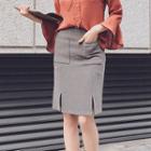 Sheath Plain Midi Skirt