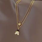 Bear Heart Rhinestone Pendant Alloy Necklace Gold - One Size