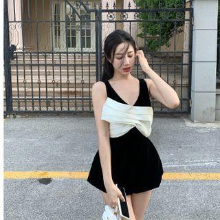 Sleeveless Two-tone Romper