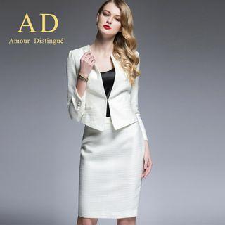 Toggle-clasp Jacket / Pencil Skirt