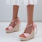 Floral Print Wedge-heel Sandals