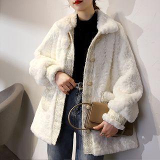 Fleece Button-up Jacket White - One Size