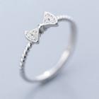 925 Sterling Silver Rhinestone Bow Ring As Shown In Figure - One Size