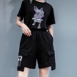 Lettering Pocket Shorts Black - One Size