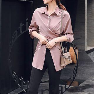 Set: Front-slit Blouse + Boot-cut Pants