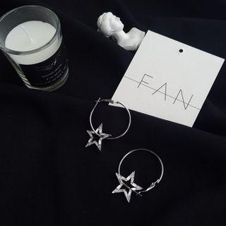 Rhinestone Star Hoop Earrings