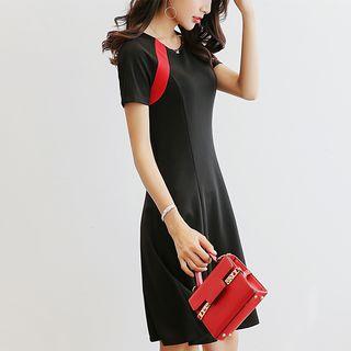 Patchwork Short-sleeved A-line Dress