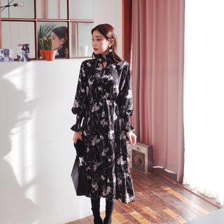 Cutaway-front Floral Print A-line Dress