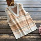 V-neck Jacquard Knit Vest