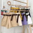 Paperbag High-waist Plain Shorts With Belt In 7 Colors