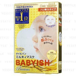 Kose - Clear Turn Babyish Precious Elasticity Milky Mask 5 Pcs