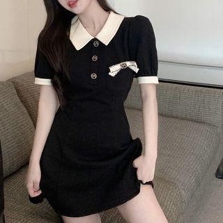 Short-sleeve Collar A-line Polo Dress