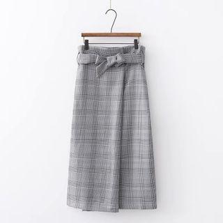 Glen Plaid Straight Fit Midi Skirt