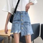 Inset Shorts Irregular Denim Skirt