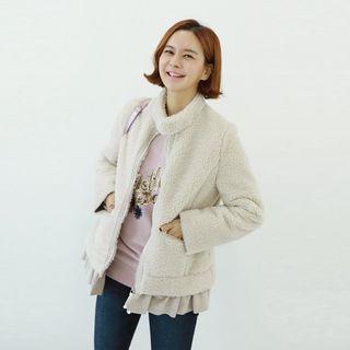 Frilled-hem Fleece Zip Jacket