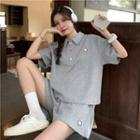Set : Wide Short-sleeve Tee Shorts 2-piece