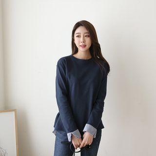 Round-neck Stripe-trim Top