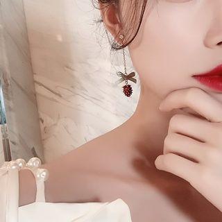 Alloy Bow Strawberry Dangle Earring