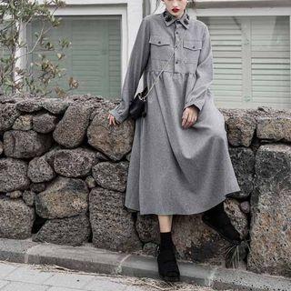 Puff Sleeve Midi Dress
