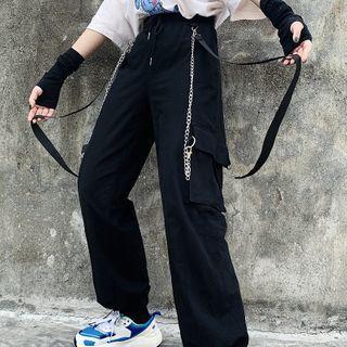 Couple Matching Chain Detail Cargo Pants