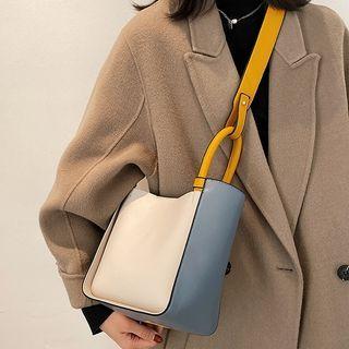 Color Block Top Handle Bucket Bag