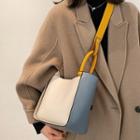 Color Block Top Handle Bucket Bag